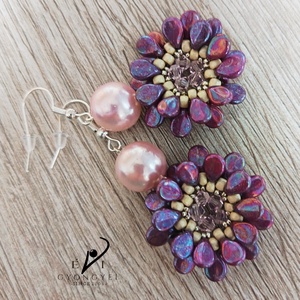 Bíborlila színű virág fülbevaló - Meska.hu