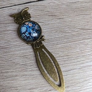 Bagoly kék virágokkal könyvjelző - könyv & zene - könyvjelző - Meska.hu