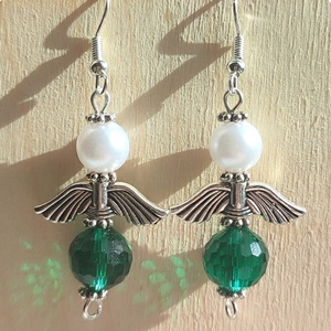 Angyalka fülbevaló , Ékszer, Fülbevaló, Fülékszer, Ékszerkészítés, Gyöngyfűzés, gyöngyhímzés, MESKA