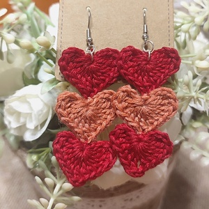 Horgolt szív fülbevaló , Ékszer, Fülbevaló, Fülékszer, Ékszerkészítés, Horgolás, MESKA
