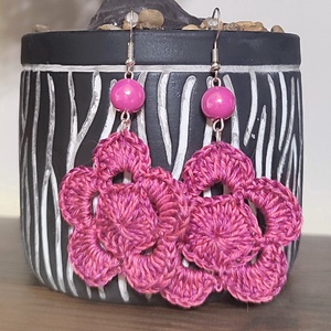 AKCIÓ!!! Horgolt virágos fülbevaló  - ékszer - fülbevaló - fülékszer - Meska.hu