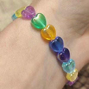 Szívecskés karkötő , Ékszer, Karkötő, Gyöngyös karkötő, Ékszerkészítés, Gyöngyfűzés, gyöngyhímzés, MESKA