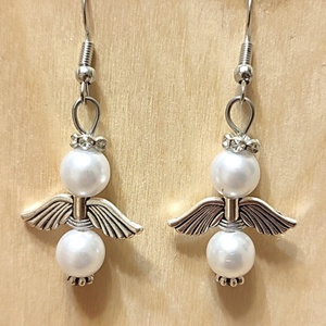 Angyalka fülbevaló , Ékszer, Fülbevaló, Fülékszer, Ékszerkészítés, Gyöngyfűzés, gyöngyhímzés, MESKA