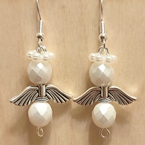 Angyalkás fülbevalók, Ékszer, Fülbevaló, Fülékszer, Ékszerkészítés, Gyöngyfűzés, gyöngyhímzés, MESKA