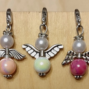 Angyalkás táskadíszek, Táska & Tok, Kulcstartó & Táskadísz, Táskadísz, Ékszerkészítés, Gyöngyfűzés, gyöngyhímzés, MESKA