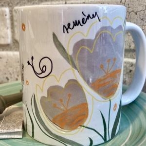 Bögre  virág mintával és üzenettel , Otthon & Életmód, Konyhafelszerelés, tálalás, Tálalás, Bögre & Csésze, Fotó, grafika, rajz, illusztráció, MESKA