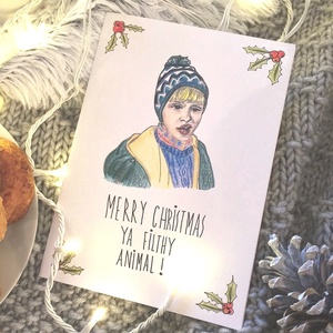 Reszkessetek betörős Kevin McCallister grafikás karácsonyi képeslap, kinyitható üdvözlőlap, Karácsony, Karácsonyi ajándékozás, Karácsonyi képeslap, üdvözlőlap, ajándékkísérő, Festészet, Papírművészet, MESKA