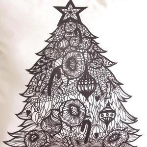 Karácsonyi karácsonyfa mintás díszpárna, Egyedi grafikás karácsonyi dekor párna (huzat+belső párna) - karácsony - karácsonyi lakásdekoráció - karácsonyi lakásdíszek - Meska.hu
