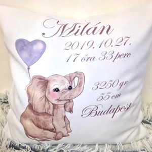 Egyedi fényképes párna névvel és személyes adatokkal ajándék párna,Születésnapi, születési babaváró párna,huzat+belső, Otthon & Életmód, Párna & Párnahuzat, Lakástextil, Varrás, Festészet, MESKA