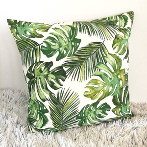 Monstera Pálmás dzsungel mintás trópusi díszpárna, levél mintás növényes párna, dzsungeles huzat + belső párna - otthon & életmód - lakástextil - párna & párnahuzat - Meska.hu