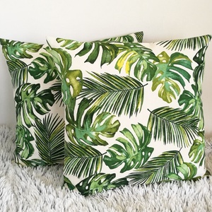 Monstera Pálmás dzsungel mintás trópusi díszpárna, levél mintás növényes párna, dzsungeles huzat + belső párna - otthon & életmód - lakástextil - párna & párnahuzat - Meska.hu
