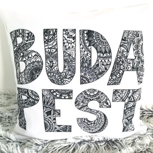 Budapest feliratos színezhető díszpárna, Ajándék gyerekeknek Karácsonyra, születésnapra,Mandala betűk, huzat+belső párna - játék & sport - készségfejlesztő és logikai játék - Meska.hu