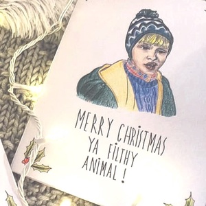 Karácsonyi képeslap Kevin McCallister rajzzal, Reszkessetek betörők grafikás képeslap, Kézműves kinyitható üdvözlőlap - karácsony - karácsonyi ajándékozás - karácsonyi képeslap, üdvözlőlap, ajándékkísérő - Meska.hu