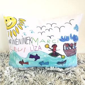 Egyedi rajzos dekor párnahuzat (50x50cm), a saját rajzoddal nyomtatva, díszpárna, egyedi ajándék, Párnahuzat  - Meska.hu