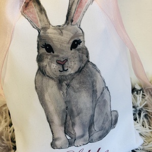 Egyedi húsvéti Nyuszis ajándék zsák saját névvel és szalaggal, gyerek ajándék - otthon & életmód - papír, írószer - Meska.hu