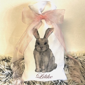 Egyedi húsvéti Nyuszis ajándék zsák saját névvel és szalaggal, gyerek ajándék - otthon & életmód - papír, írószer - Meska.hu