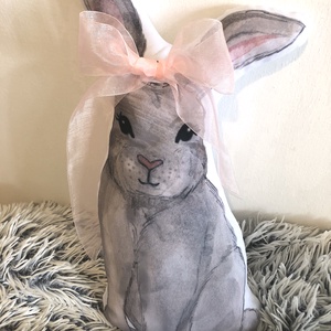  Húsvéti nyuszi figura párnácska (kb. 30x42cm), Húsvéti nyuszis ajándék, Gyerekszoba dekor - otthon & életmód - lakástextil - párna & párnahuzat - Meska.hu