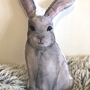  Húsvéti nyuszi figura párnácska (kb. 30x42cm), Húsvéti nyuszis ajándék, Gyerekszoba dekor - otthon & életmód - lakástextil - párna & párnahuzat - Meska.hu