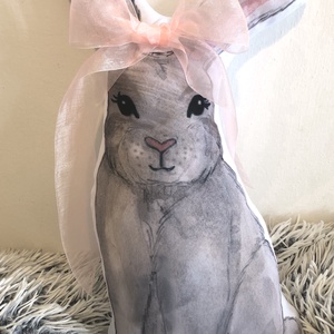  Húsvéti nyuszi figura párnácska (kb. 30x42cm), Húsvéti nyuszis ajándék, Gyerekszoba dekor - otthon & életmód - lakástextil - párna & párnahuzat - Meska.hu