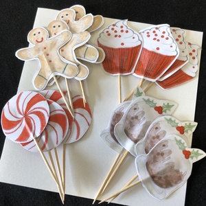 Karácsonyi muffindíszek (16 db), sütidísz, tortadísz, egyedi grafikás cupcake dísz szett - karácsony - karácsonyi ajándékozás - karácsonyi képeslap, üdvözlőlap, ajándékkísérő - Meska.hu