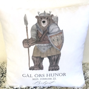 Babaváró viking maci medve születési ajándék emlékőr párna egyedi adatokkal, keresztelőre, Babaszoba dekor, Otthon & Életmód, Babaszoba, gyerekszoba, Gyerek díszpárna, Varrás, Festészet, MESKA