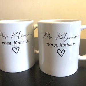 Névre szóló monogrammos nászajándék bögre 2db, Páros esküvői ajándék saját névvel, neves kerámia bögre, egyedi ajándék, , Otthon & Életmód, Konyhafelszerelés, tálalás, Tálalás, Bögre & Csésze, Festészet, MESKA
