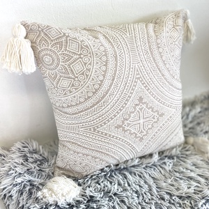 Mandala mintás bojtos dekorpárna 40x40cm, Bohém marokkói stílusú, bohém, bojtos, díszpárna, huzat+belső, Otthon & Életmód, Lakástextil, Párna & Párnahuzat, Varrás, MESKA