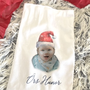 Névre szóló fényképes egyedi plüss-bársony Mikulás zsák, Karácsonyi Téli dekoráció, Mikulás, Télapó ajándék - karácsony - mikulás - mikulás zsák - Meska.hu