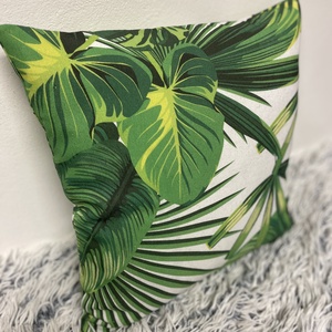 Pálmafás, pálmaleveles díszpárnahuzat (40cm) trópusi levél növényes párna, kerti párna - otthon & életmód - lakástextil - párna & párnahuzat - díszpárnahuzat - Meska.hu