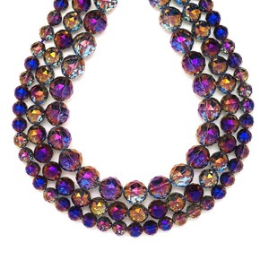 Aura kvarc fazettált háromszög lila golyó 8mm  ékszerkészítő alapanyag (füzér), Kellékek & szerszámok, Ásvány alapanyag, Ásványfüzér, , MESKA