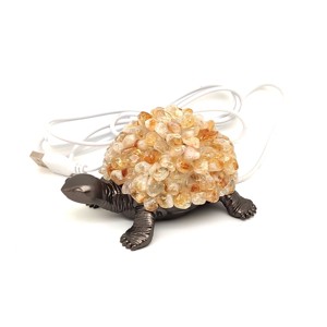 Citrin teknős hangulatlámpa fekete 10�8 cm USB LED talppal, Kellékek & szerszámok, Ásvány alapanyag, , MESKA