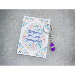 Kellemes Húsvéti lila angyal medálos kulcstartó, Táska & Tok, Kulcstartó & Táskadísz, Kulcstartó, , MESKA