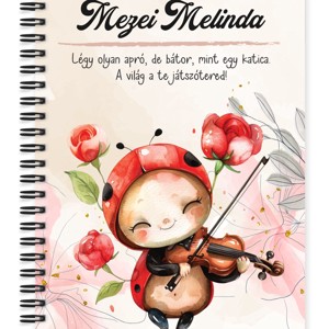 Személyre szabható - Cuki hegedűs katica mintás A6-os füzet, Otthon & Életmód, Papír, írószer, Jegyzetfüzet & Napló, , MESKA
