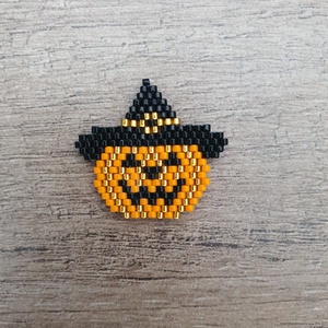 Halloween tök hűtőmágnes, Otthon & Életmód, Dekoráció, Halloween, Halloweeni dekoráció, Gyöngyfűzés, gyöngyhímzés, MESKA