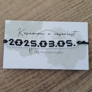Dátumos karkötő makramé záródással (2025.03.05.) - Meska.hu