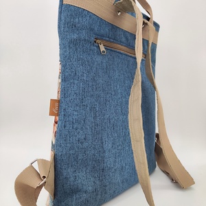 Ivett hátizsák és kézitásak, kék-barna virágos - táska & tok - hátizsák - hátizsák - Meska.hu