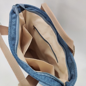 Ivett hátizsák és kézitásak, kék-barna virágos - táska & tok - hátizsák - hátizsák - Meska.hu