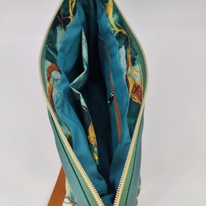 Lady oldaltásak L,  Zöld-arany márványminta, Táska & Tok, Kézitáska & válltáska, Vállon átvethető táska, Varrás, MESKA