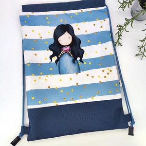 Tornazsák, kislány kék csíkos, Táska & Tok, Hátizsák, Tornazsák, Gymbag, Varrás, MESKA