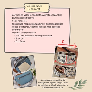 Mia crossbody,  ekrü textilbőr kék virágok övtáska - táska & tok - övtáska - Meska.hu
