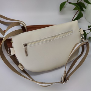 Mia crossbody,  ekrü textilbőr kék virágok övtáska - táska & tok - övtáska - Meska.hu