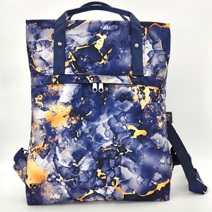 Ivett hátizsák és kézitáska, kék-arany márványminta, Táska & Tok, Hátizsák, Hátizsák, Varrás, MESKA
