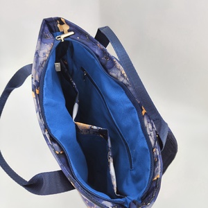 Ivett hátizsák és kézitáska, kék-arany márványminta - táska & tok - hátizsák - hátizsák - Meska.hu