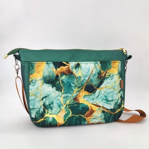 Lady oldaltásak L,  Zöld-arany márványminta - táska & tok - kézitáska & válltáska - vállon átvethető táska - Meska.hu