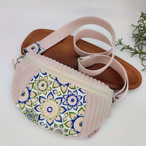 Mia crossbody,  rózsaszín kord virágmintával övtáska, Táska & Tok, Övtáska, Varrás, MESKA