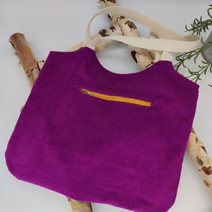 Dóra vászontáska lila mustár kord szarvasok / textilszatyor - táska & tok - bevásárlás & shopper táska - shopper, textiltáska, szatyor - Meska.hu