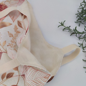 Dóra vászontáska rózsaszín, lazac, barna levelek / textilszatyor - táska & tok - bevásárlás & shopper táska - shopper, textiltáska, szatyor - Meska.hu