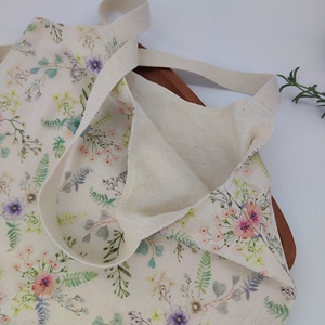 Dóra vászontáska mezei virágmintás / textilszatyor - táska & tok - bevásárlás & shopper táska - shopper, textiltáska, szatyor - Meska.hu