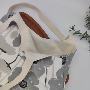 Dóra vászontáska szürke virágmintás / textilszatyor - táska & tok - bevásárlás & shopper táska - shopper, textiltáska, szatyor - Meska.hu