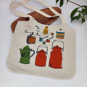 Dóra vászontáska tejeskancsó retró / textilszatyor, Táska & Tok, Bevásárlás & Shopper táska, Shopper, textiltáska, szatyor, Varrás, MESKA